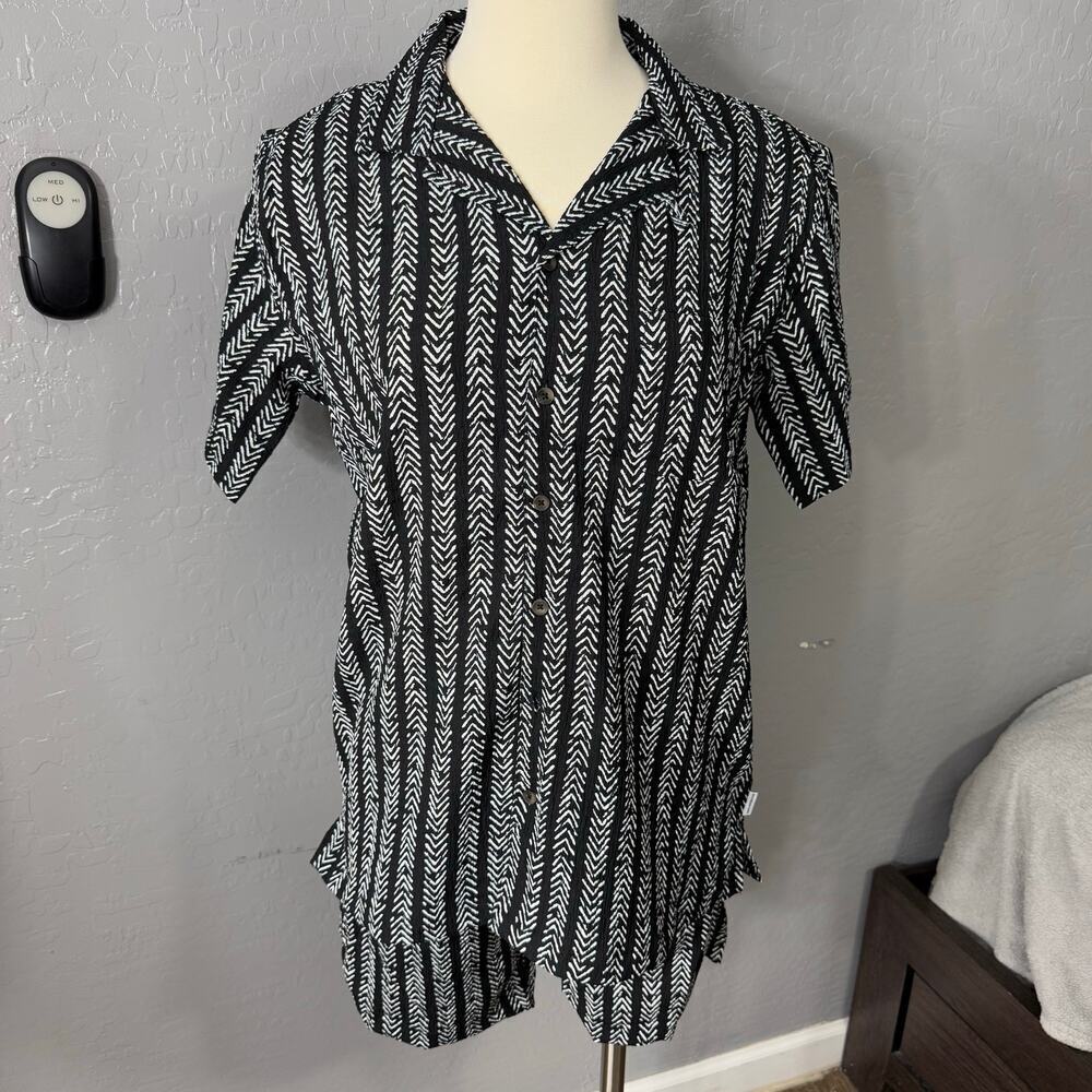Sovereign Code Kids' Textured Camp Shirt & Shorts Set, Black/White, XL 18/20
